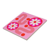 ミッドセンチュリーモダンピンクフローラ抽象芸術レトロ タイル (側面)