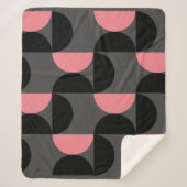 ミッドセンチュリーモダンピンクブラックとグレー シェルパブランケット (正面)