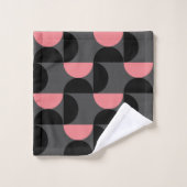 ミッドセンチュリーモダンピンクブラックとグレー バスタオルセット (ウォッシュタオル)