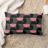 ミッドセンチュリーモダンピンクブラックとグレー ランバークッション (ブランケット)