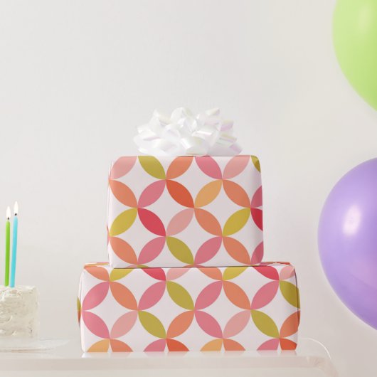ミッドセンチュリーモダンピンクレッドオレンジの円 ラッピングペーパー (パーティーギフト)