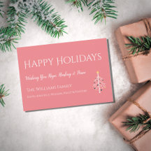 ミッドセンチュリーモダンピンクレトロクリスマスカード