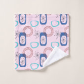 ミッドセンチュリーモダンピンク原子スターバストバスT バスタオルセット (ウォッシュタオル)