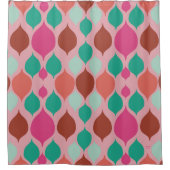 ミッドセンチュリーモダンピンク幾何学模様 シャワーカーテン (正面)