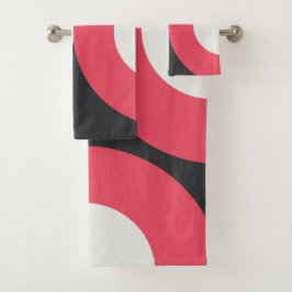 ミッドセンチュリーモダンピンク白とグレー バスタオルセット