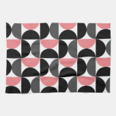 ミッドセンチュリーモダンピンク白黒 キッチンタオル (横)