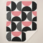 ミッドセンチュリーモダンピンク白黒 シェルパブランケット (正面)