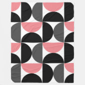 ミッドセンチュリーモダンピンク白黒 フリースブランケット (正面)