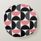 ミッドセンチュリーモダンピンク白黒 ラウンドクッション (裏面)