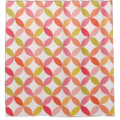 ミッドセンチュリーモダンピンク赤オレンジ色の円 シャワーカーテン (正面)