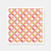 ミッドセンチュリーモダンピンク赤オレンジ色の円 スタンダードカクテルナプキン (正面)