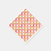 ミッドセンチュリーモダンピンク赤オレンジ色の円 スタンダードカクテルナプキン (角)