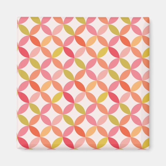 ミッドセンチュリーモダンピンク赤オレンジ色の円 マグネット (正面)