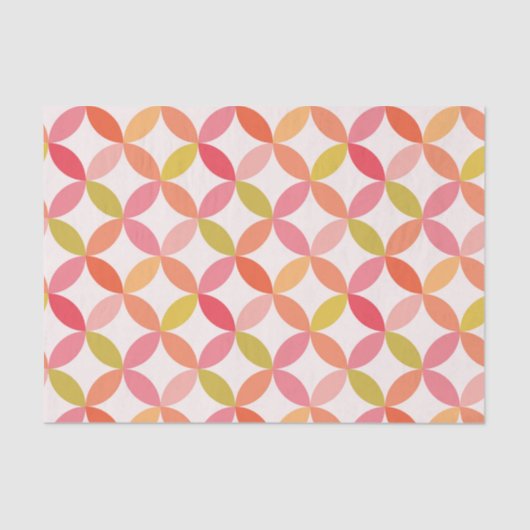 ミッドセンチュリーモダンピンク赤オレンジ色の円 薄葉紙 (正面)