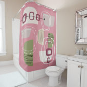 ミッドセンチュリーモダンピンク シャワーカーテン (インサイチュ)