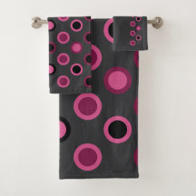 ミッドセンチュリーモダンピンク、黒と灰色のドット