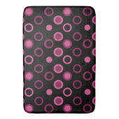 ミッドセンチュリーモダンピンク、黒と灰色のドット バスマット (正面縦)