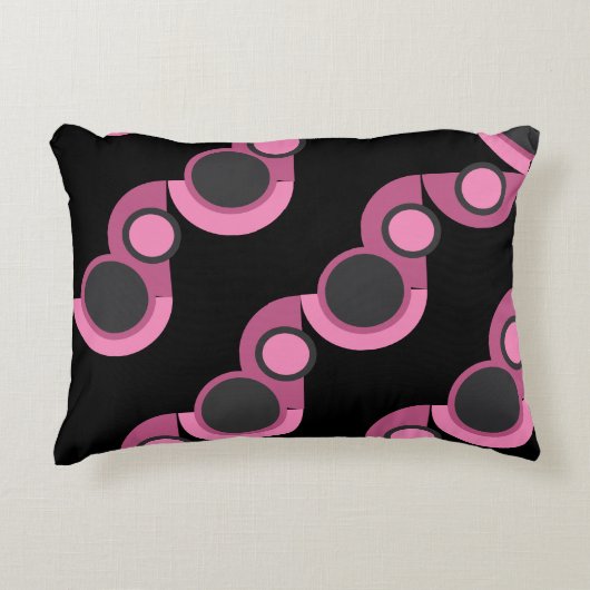 ミッドセンチュリーモダンピンク、黒と灰色 アクセントクッション (正面)