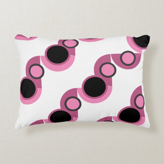 ミッドセンチュリーモダンピンク、黒と灰色 アクセントクッション (正面)