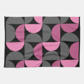ミッドセンチュリーモダンピンク、黒と灰色 キッチンタオル (横)