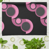 ミッドセンチュリーモダンピンク、黒と灰色 キッチンタオル (折り畳み)