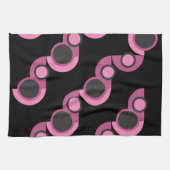 ミッドセンチュリーモダンピンク、黒と灰色 キッチンタオル (横)