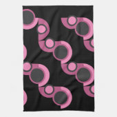 ミッドセンチュリーモダンピンク、黒と灰色 キッチンタオル (縦)