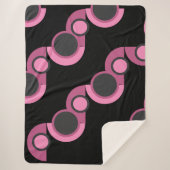 ミッドセンチュリーモダンピンク、黒と灰色 シェルパブランケット (正面)