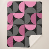 ミッドセンチュリーモダンピンク、黒と灰色 シェルパブランケット (正面)
