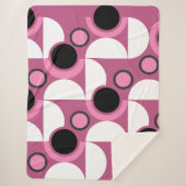 ミッドセンチュリーモダンピンク、黒と灰色 シェルパブランケット (正面)