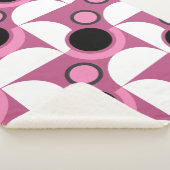 ミッドセンチュリーモダンピンク、黒と灰色 シェルパブランケット (3/4)