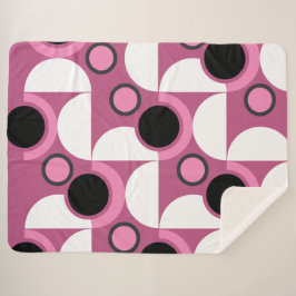 ミッドセンチュリーモダンピンク、黒と灰色 シェルパブランケット
