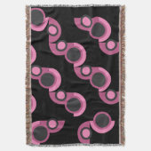 ミッドセンチュリーモダンピンク、黒と灰色 スローブランケット (正面縦)