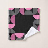 ミッドセンチュリーモダンピンク、黒と灰色 バスタオルセット (ウォッシュタオル)