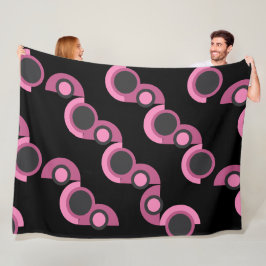 ミッドセンチュリーモダンピンク、黒と灰色 フリースブランケット