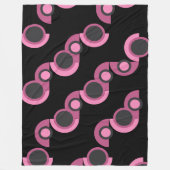 ミッドセンチュリーモダンピンク、黒と灰色 フリースブランケット (正面)