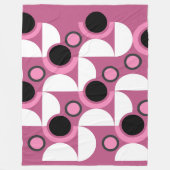 ミッドセンチュリーモダンピンク、黒と灰色 フリースブランケット (正面)