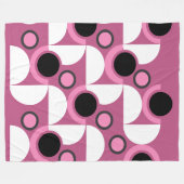 ミッドセンチュリーモダンピンク、黒と灰色 フリースブランケット (正面(横))