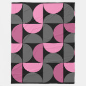 ミッドセンチュリーモダンピンク、黒と灰色 フリースブランケット (正面)
