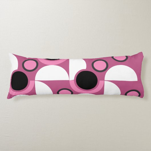 ミッドセンチュリーモダンピンク、黒と灰色 ボディピロー (正面)