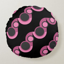 ミッドセンチュリーモダンピンク、黒と灰色 ラウンドクッション