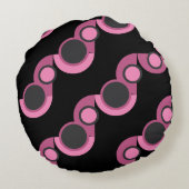 ミッドセンチュリーモダンピンク、黒と灰色 ラウンドクッション (裏面)