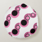 ミッドセンチュリーモダンピンク、黒と灰色 ラウンドクッション (裏面)