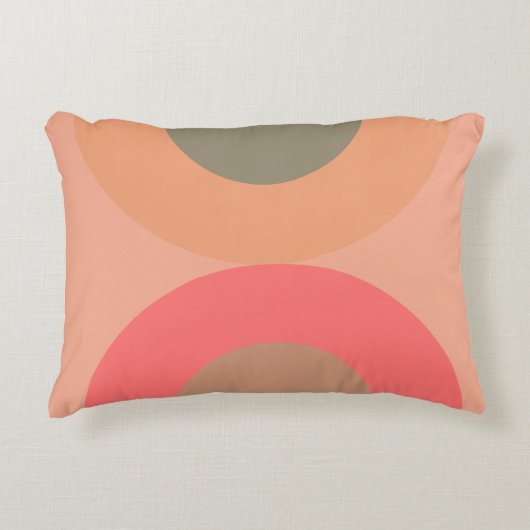 ミッドセンチュリーモダンピーチとオリーブ アクセントクッション (正面)