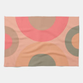 ミッドセンチュリーモダンピーチとオリーブ キッチンタオル (横)