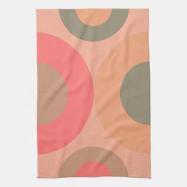 ミッドセンチュリーモダンピーチとオリーブ キッチンタオル