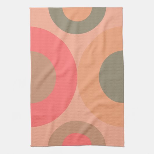 ミッドセンチュリーモダンピーチとオリーブ キッチンタオル (縦)