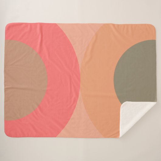 ミッドセンチュリーモダンピーチとオリーブ シェルパブランケット (正面(横))