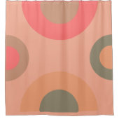 ミッドセンチュリーモダンピーチとオリーブ シャワーカーテン (正面)