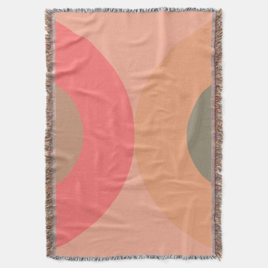 ミッドセンチュリーモダンピーチとオリーブ スローブランケット (正面縦)